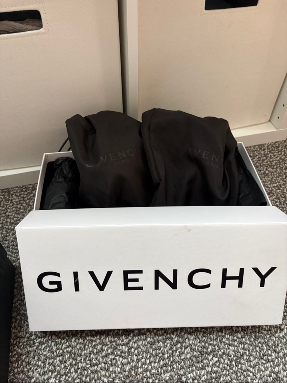Givenchy Black and White Branded Box with Black Dust Bags